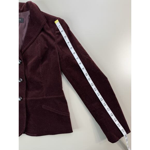 Talbots Womens Blazer Petite 6P Burgundy Velvet Peplum Classic Preppy Academia - Picture 4 of 13